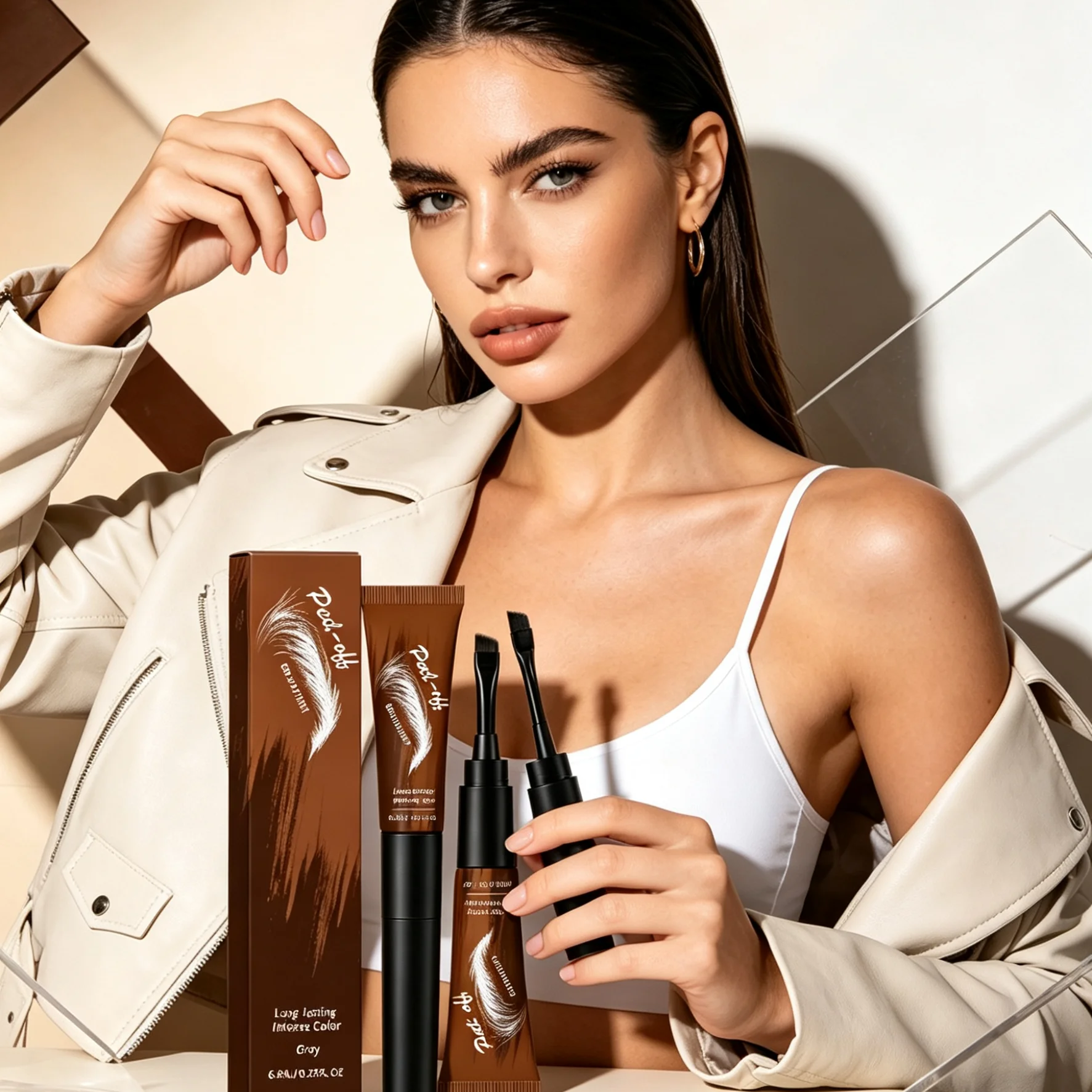 Waterproof Eyebrow Tattoo Peel off Brow Tint Sweatproof Natural Looking Eyebrow Makeup DIY Coffee Eyebrow Gel for Women & Men