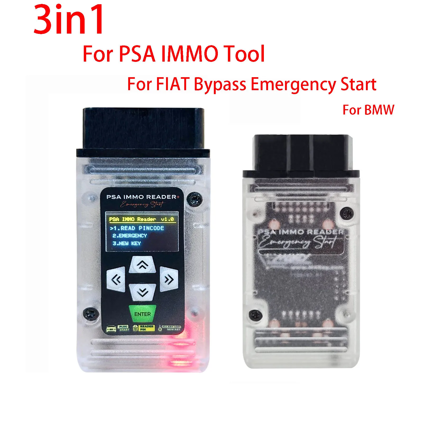 3in1 For PSA IMMO Reading Pin For FIAT Bypass Emergency Start For BMW Code Key Simulator Plug and Play OBD 2 Car Diagnostic Tool