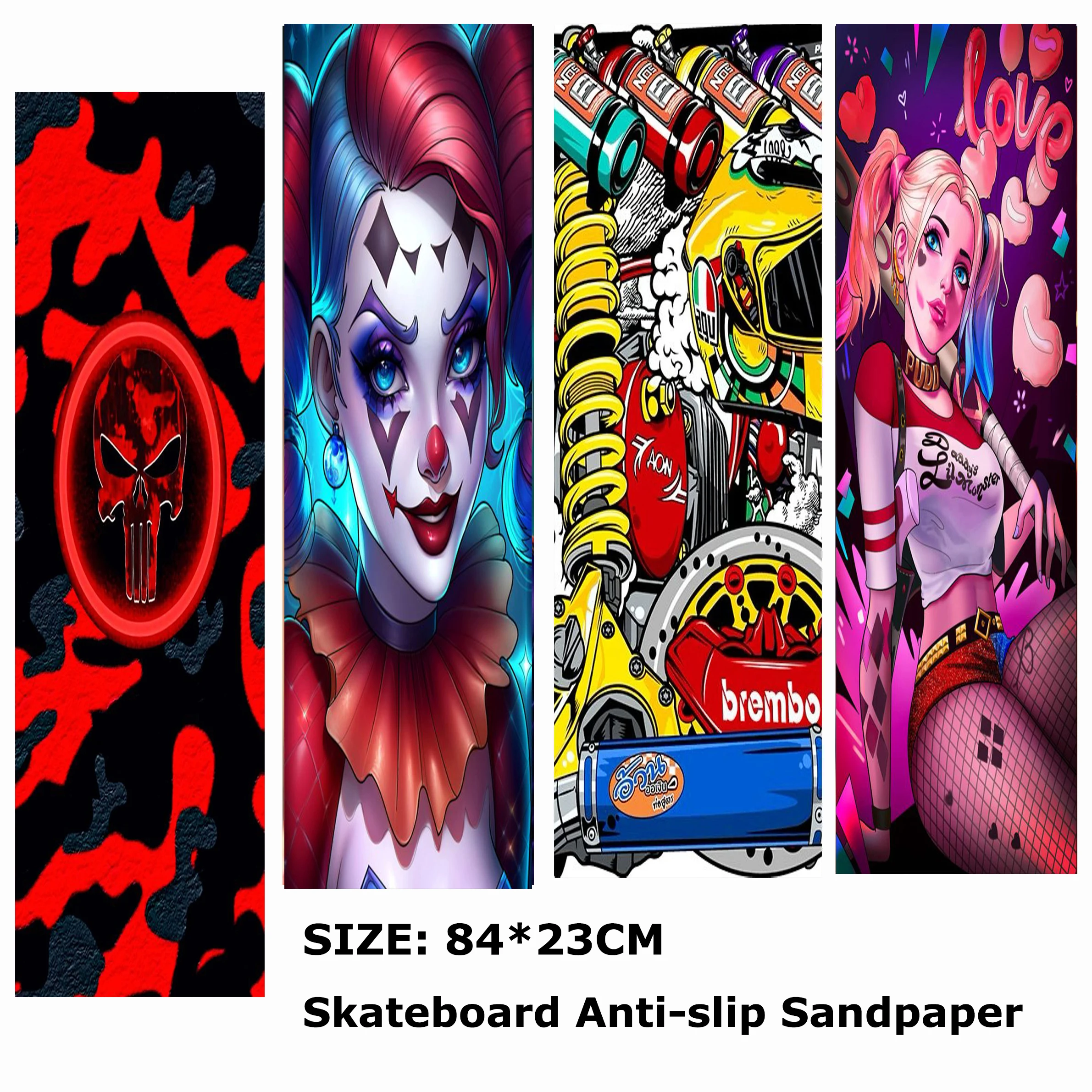 

Mecha Skull Sexy Girl Pattern Electric Scooter Anti-slip Sticker Sandpaper Skateboard Grip Tape Sheet 84*23cm