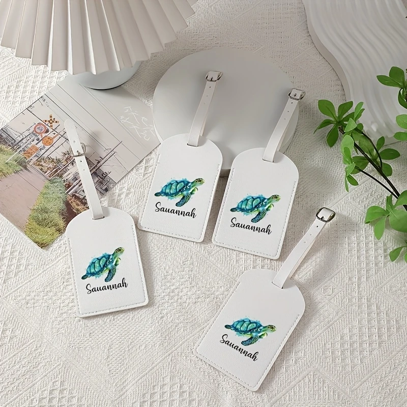 Custom Sea Turtle Luggage Tag Personalized Name Lightweight Fashion Blue‑White Travel Accessory for Suitcase Boarding Case