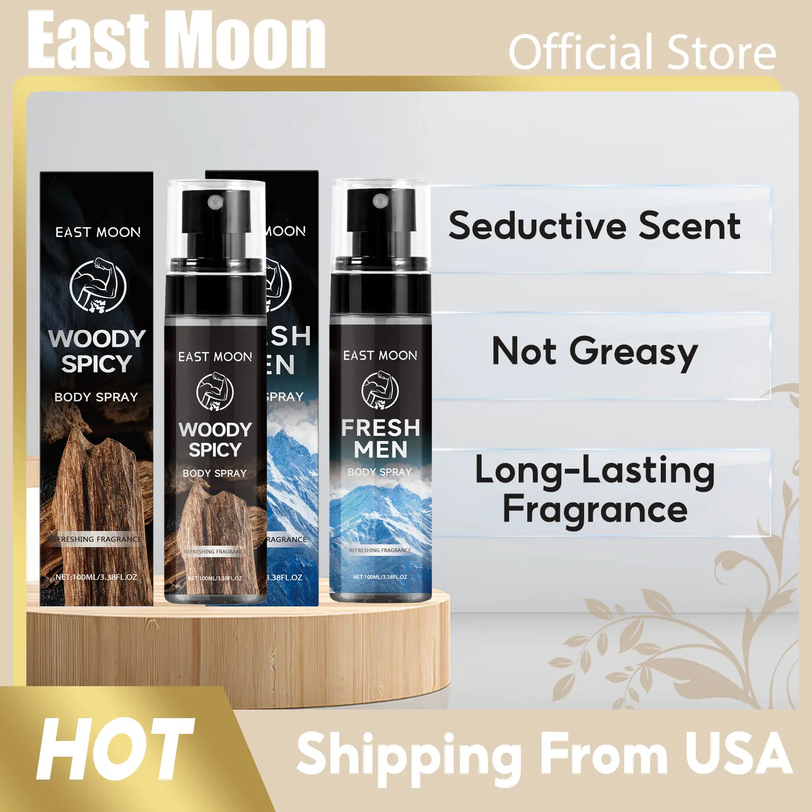 

Мужской ароматный спрей из сандалового дерева East Moon, длительный освежающий аромат, уменьшает запах пота, удаляет дезодорант-спрей для взрослых