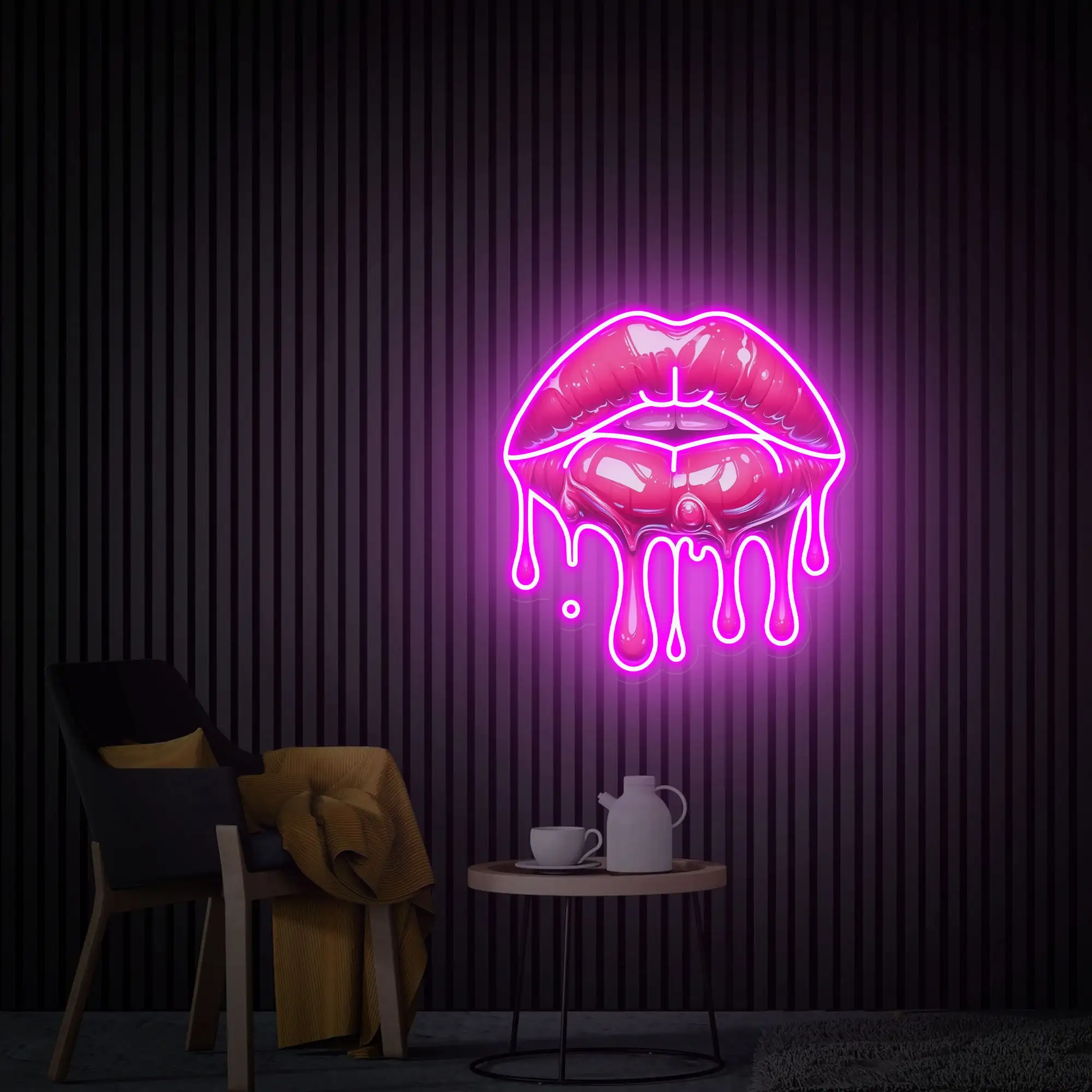 Dripping Lips UV Printed Neon Sign Handmade Acrylic Artwork Sign Beauty Wall Art Sypialnia Neon Pink Sign Prezent urodzinowy dla dziewczynki