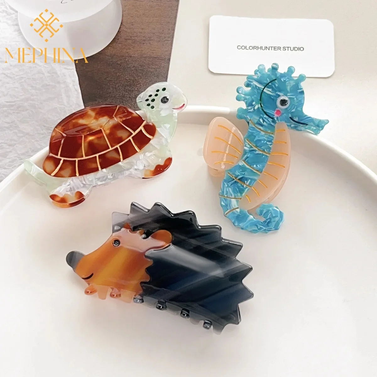 

Hair Claw Clip of High Quality Animals Hair Claws CuteHedgehog Hair Claws Sea Horse Accessories for Women