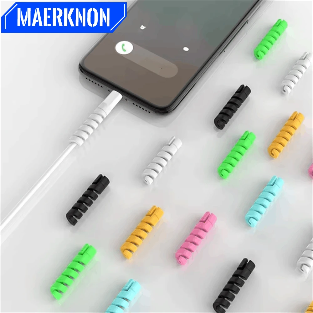 10PCS Soft Cable Protector Silicone Bobbin Winder Date Cable Protection For Android Phone Mouse Earphone Date Cord Winder Clip