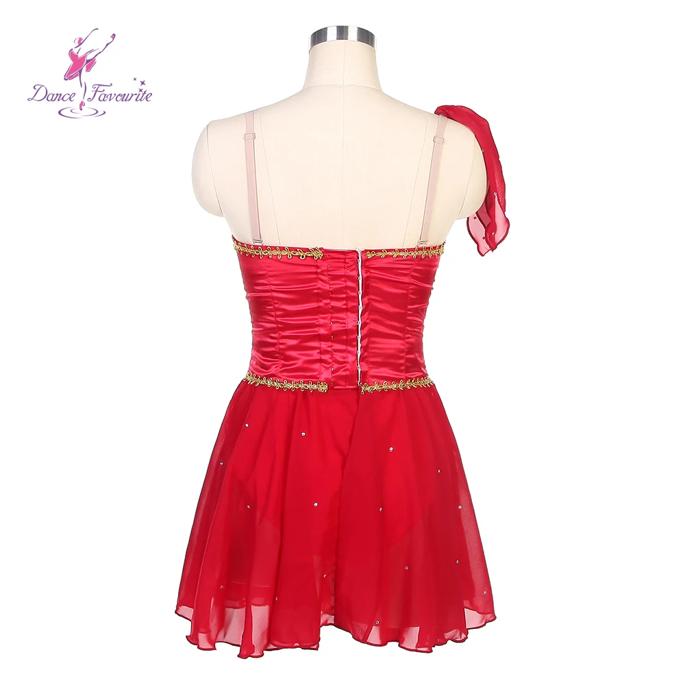 B22312 Red Diana and Acteon Variation Ballet Dance Costume Red Dress with Gold Trim Ballet Costumes