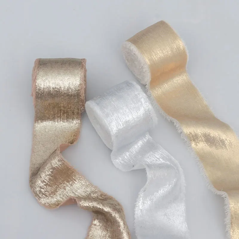 5M/Rolle 4cm Satin-Seidenband mit ausgefransten Kanten, Glitzerband für DIY-Bastelarbeiten, Schleifen, Blumensträuße, Geschenkverpackungen, Hochzeits- und Partydekoration – Detail 6