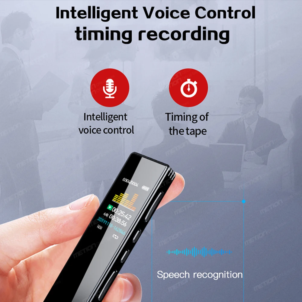 Imagem -04 - Gravador de Voz Digital hd Redução Inteligente de Ruído Portátil Gravação com um Clique Entrevista Reunião Alta Qualidade