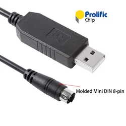 Prolific PL2303 USB RS232 to 8-pin Mini Din Serial Cable for Connecting Delta DVP Series PLC to PC Downloading/Programming