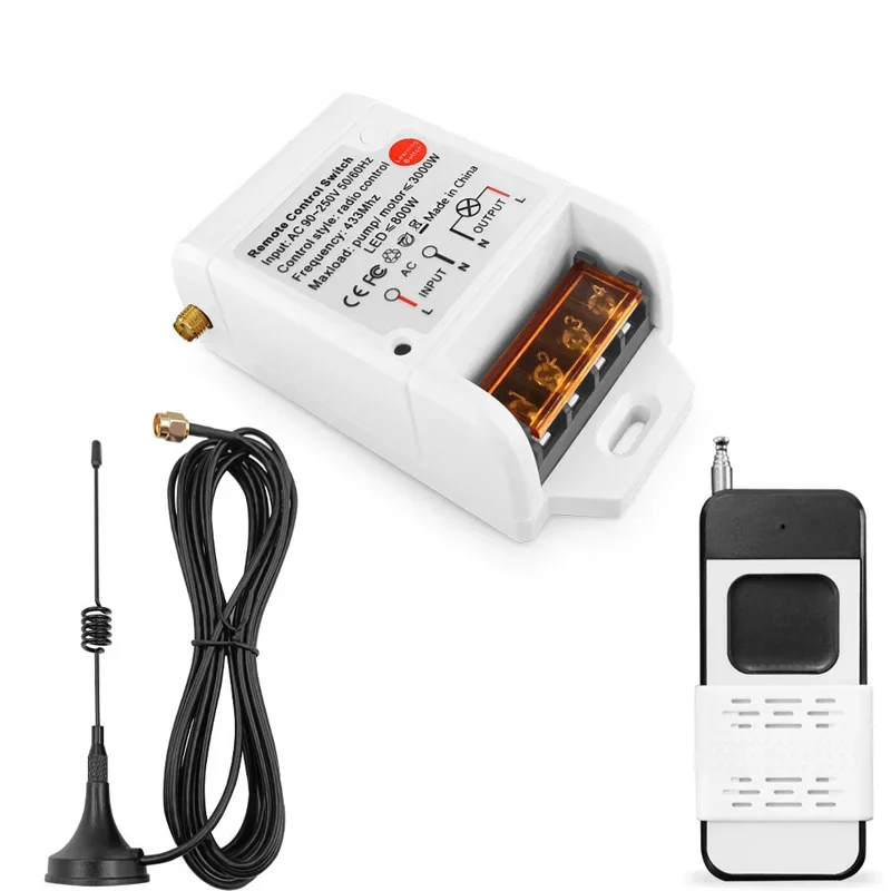 Uniwersalny bezprzewodowy pilot zdalnego sterowania 433 MHz, przełącznik AC 220V 30A z przekaźnikiem, odbiornik i nadajnik RF 1000m do pompy wodnej / gospodarstwa rolnego — 2