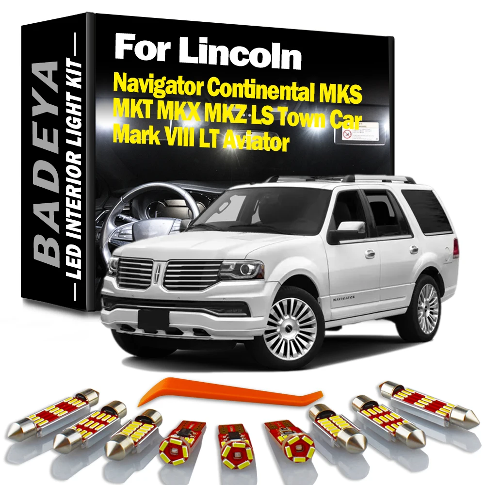 BADEYA para Lincoln Navigator Continental MKS MKT MKX MKZ LS Town Car Mark VIII LT aviador LED Kit de luz de techo de mapa Interior Canbus