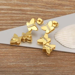 Nidin New Trendy Butterfly Shape Shiny Zircon Charm Drop Earrings For Women Girl Ear Jewelry Wholesale Accessories Delicate Gift