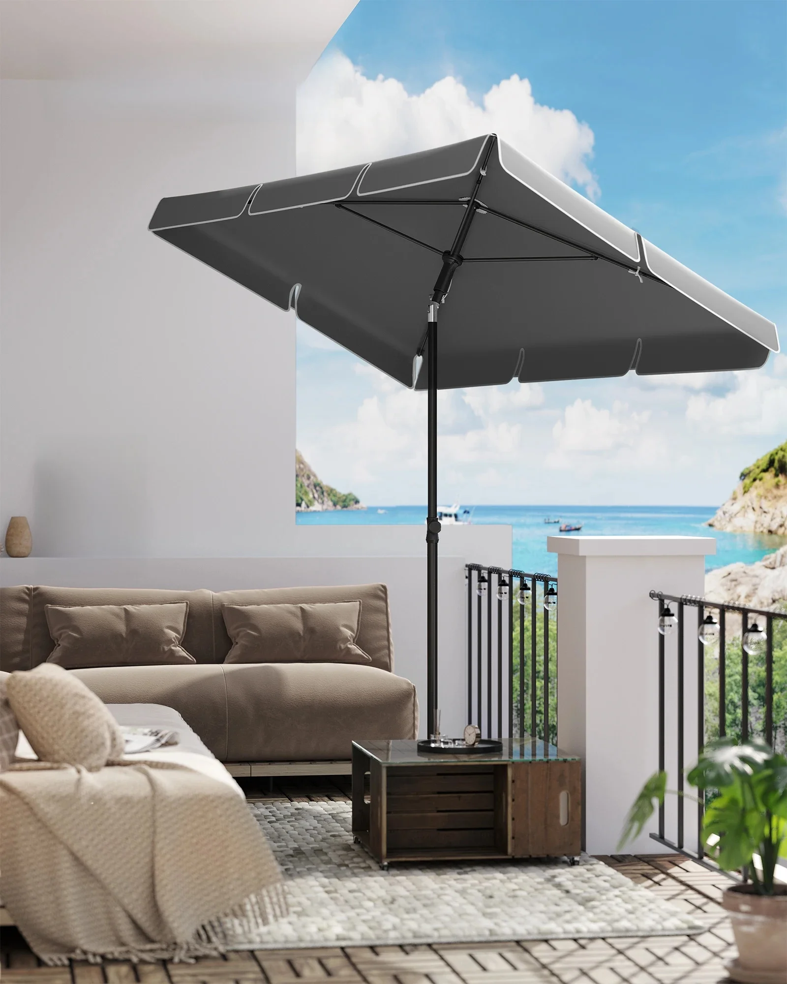 SONGMICS parasol, balkonkap, UPF 50+, opbergtas, zonder standaard - afbeelding 2