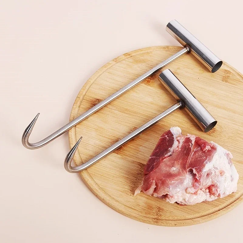 Crochets en T pour traitement de la viande, saucisses, Bacon, poignée en T, crochet pour désosser la viande, pour cuisine, boucher, magasin, Restaurant, outil de barbecue