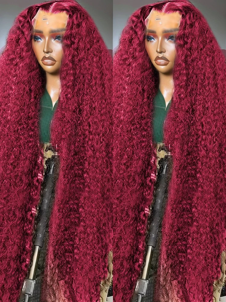

Mossily Deep Wave 99J Burgundy HD 13x6 Lace Frontal Wig Human Hair Curly 30 Inch Lace Front Wigs Raw Colored Red Wine Water Wave