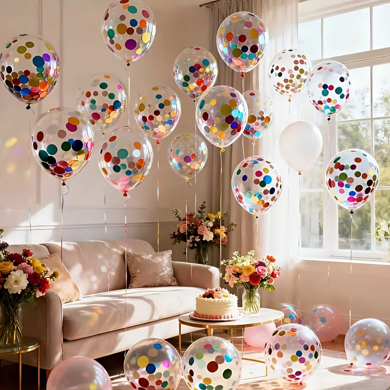 Ensemble de 20 ballons transparents à paillettes de couleurs mélangées, adaptés aux anniversaires, mariages, Halloween, Noël, décoration de la maison.