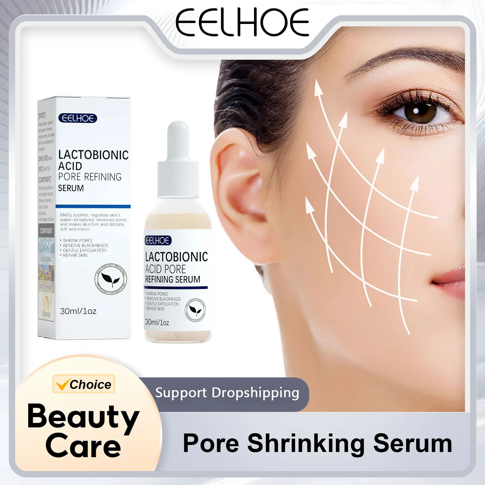 Pore Shrinking Serum Blackhead Cleansing Deep Exfoliating Remove Pimples Repairing Acne Treatment Anti Blemish Facial Essence