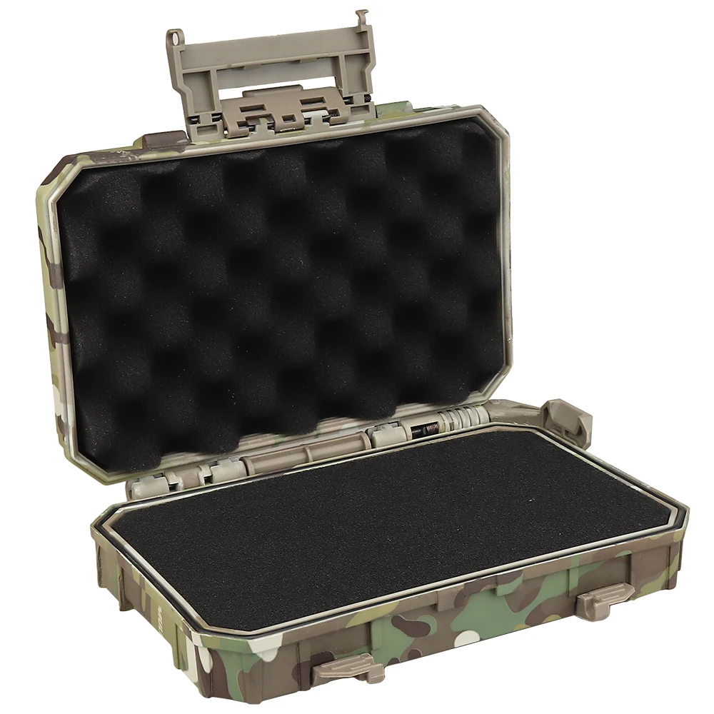 Tactical Pistol Safety Case Foam Padded Shockproof Tool Box MOLLE System Airsoft Hunting Equipment Lockable Storage Box