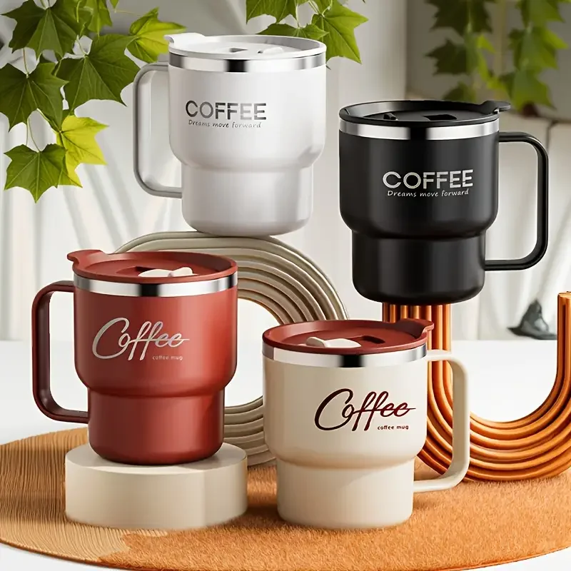 

Double-Wall 304 Stainless Steel Thermal Mug with Flip-Top Lid & Portable Travel Cup For Coffee Tea Outdoor Car Office Tumbler