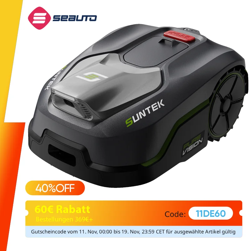 SUNTEK tondeuse à gazon robot Max 600 m2, sans limite et caméra de vision AI, évitement d'obstacles précis, pente de coupe jusqu'à 35%