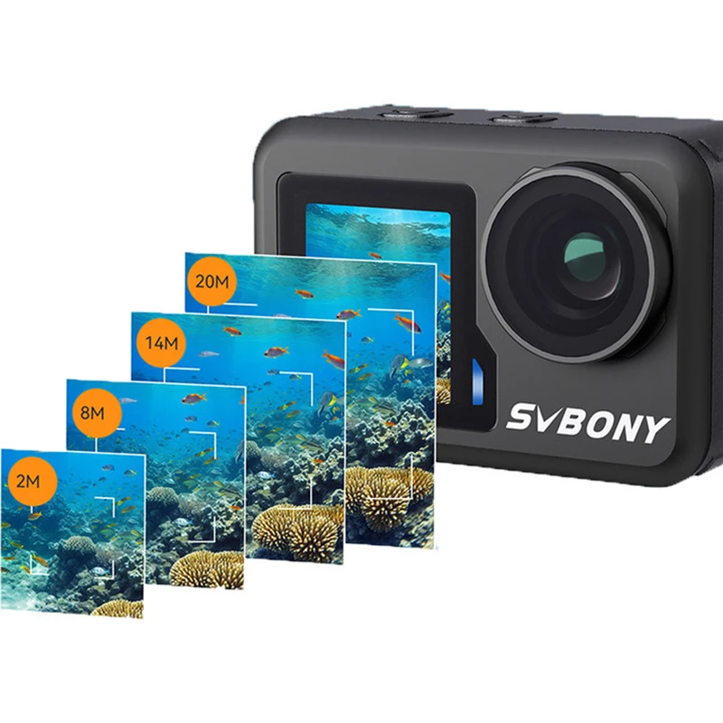 SVBONY Act20 HD IPX8 Waterproof Camera Strong Adsorption Force Action Camera with Various Shooting Modes For Diving Surfing