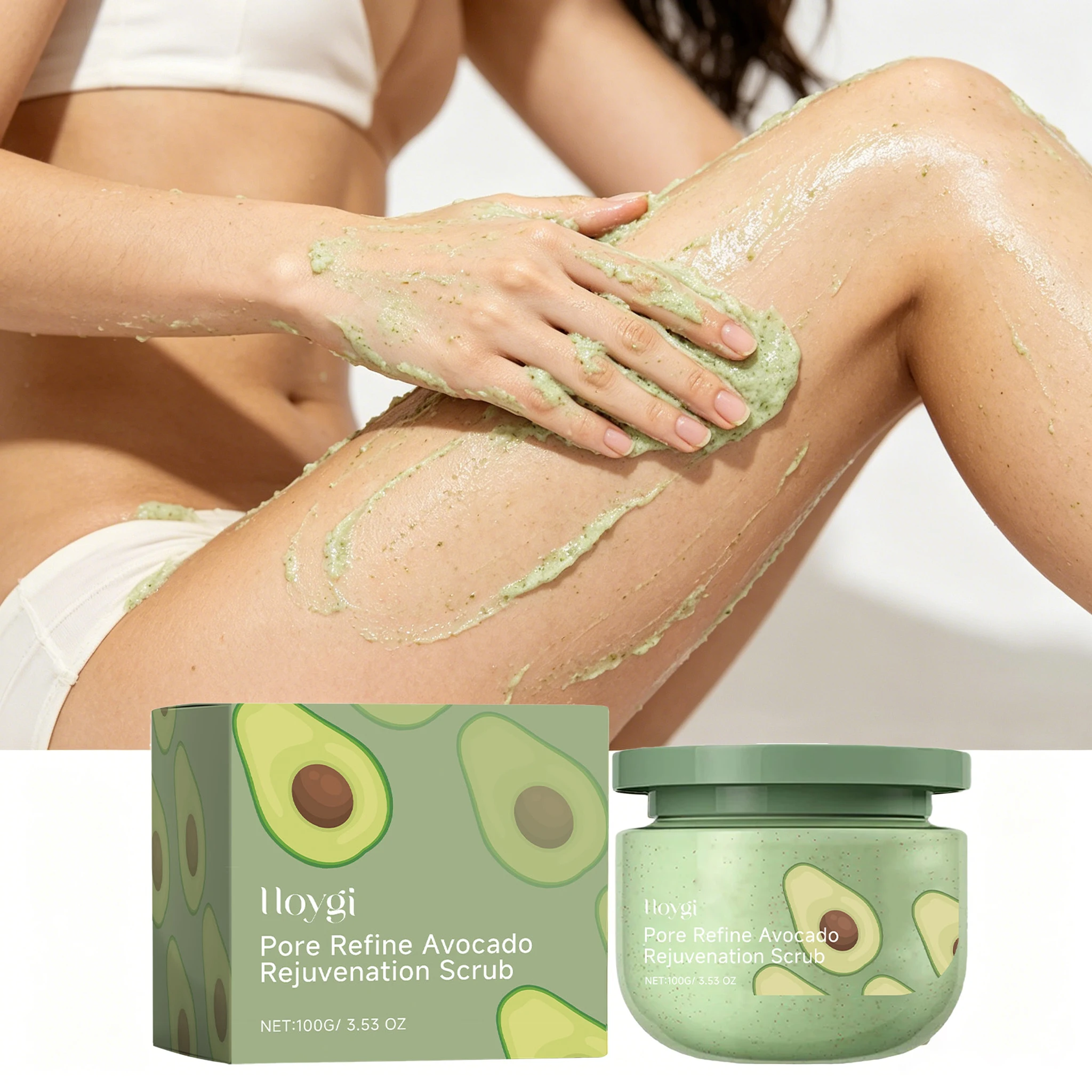100G Avocado Body Scrub Cream Gentle Remove Whole Body Dead Skin Enhance Smoothness Pore Shrink Hydrating Body Scrub Lotion