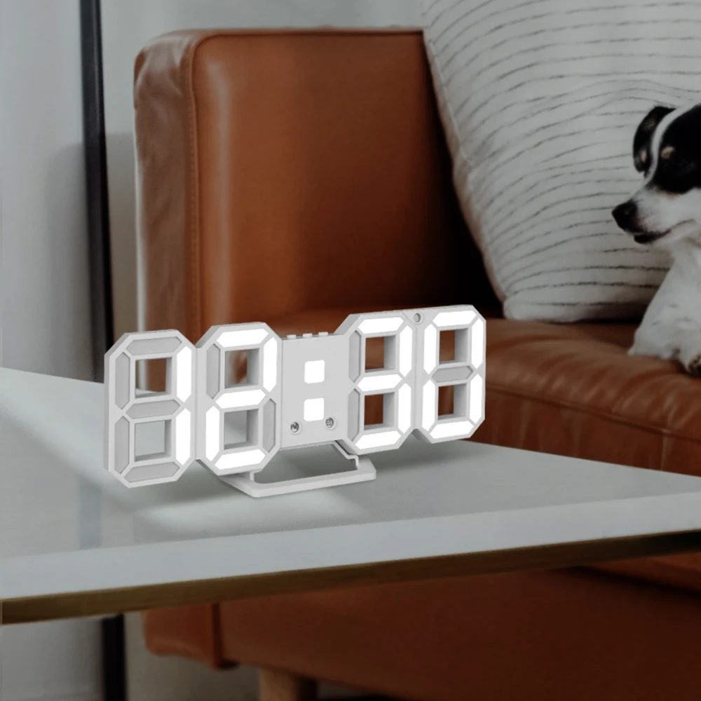 Table-top LED Wall-mounted clock-free interior prop removable stand brightness adjustable alarm snooze USB battery