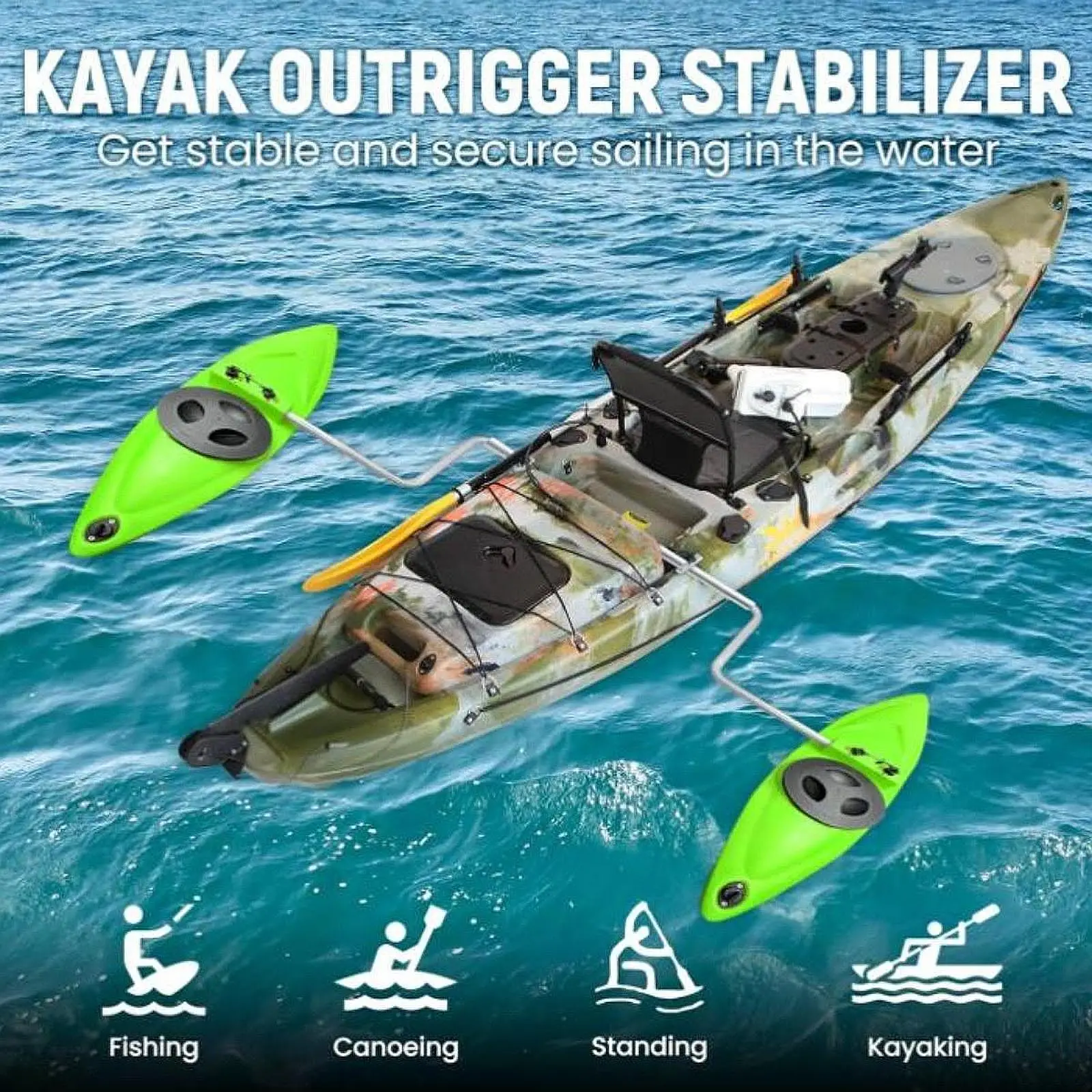 

Kayak Stabilizer System Set with Arms Rod Standing Float for Outdoor Fishing Canoe Kayaks Boat Accessory Float Stabilizer