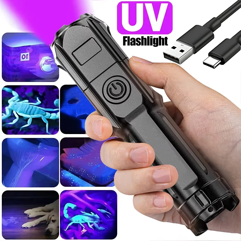 

Portable UV Flashlight LED Ultraviolet Torch Zoomable Ultra Violet Lights 395nm Inspection Lamp Pet Urine Stain Detector Tools