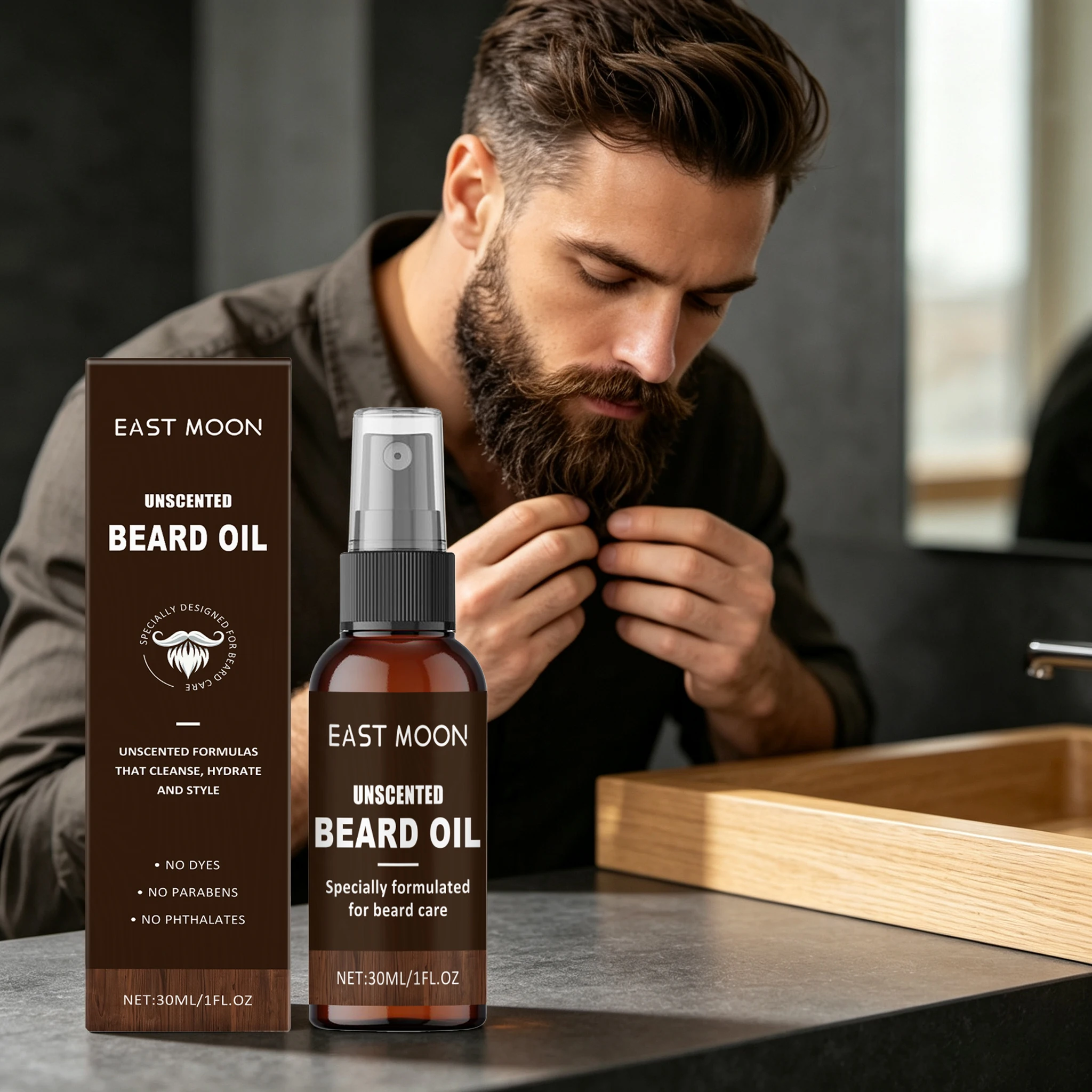 30ML Beard Care Oil Gentle Moisturizing Smoothing Beard Nourishing Pores Enhance Gloss Unscented Pore Shrink Softening Beard Care Oil