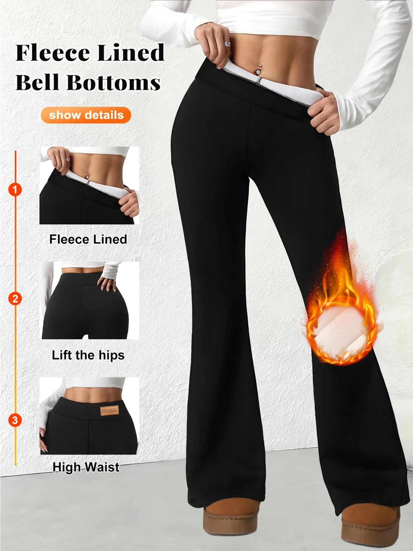 

Зимние флисовые брюки-клеш с высокой талией, теплые, защищающие от холода, широкие, с эффектом коррекции фигуры, для активного отдыха и катания на лыжах