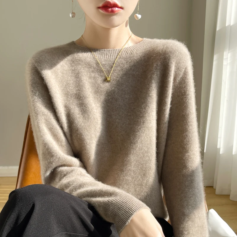 

LONGMING Fashion Top for Women's Pullover 2024 Spring Thin Chic Knitted Tops Female O Neck Pullover Women Clothes Korean Fashion