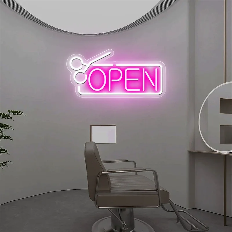 

Open Neon Sign, Barber Shop Neon Sign, Open Logo Office Store Sign, Custom Neon Sign For Shop, Door Sign Decor