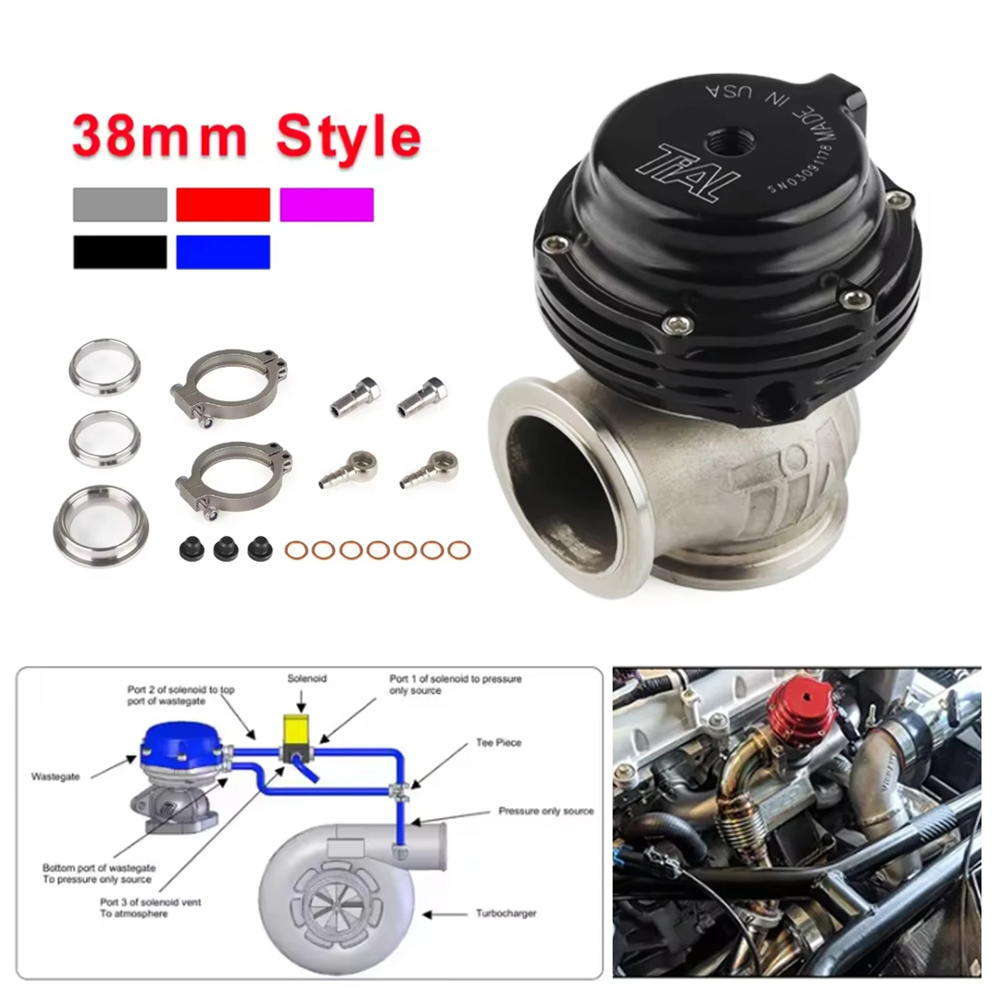 

38mm External Wastegate V-Band Flanged Turbo Waste Gate For Supercharge Turbo Manifold Universal Dump Pipe Valve With Logo