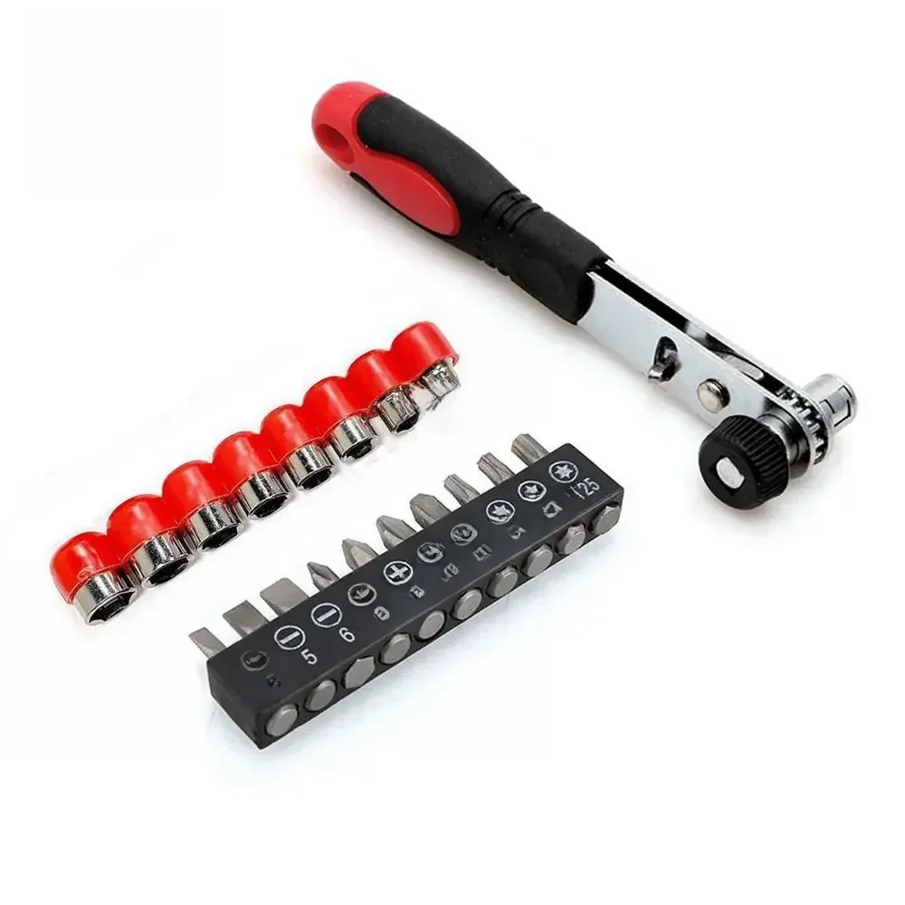 5/6/7/8/9/10/11/12mm Adapter klucza Torx płaska główka prosty zestaw wkrętaków krzyżowych 1/4 "Mini szybki klucz grzechotkowy — zdjęcie 2