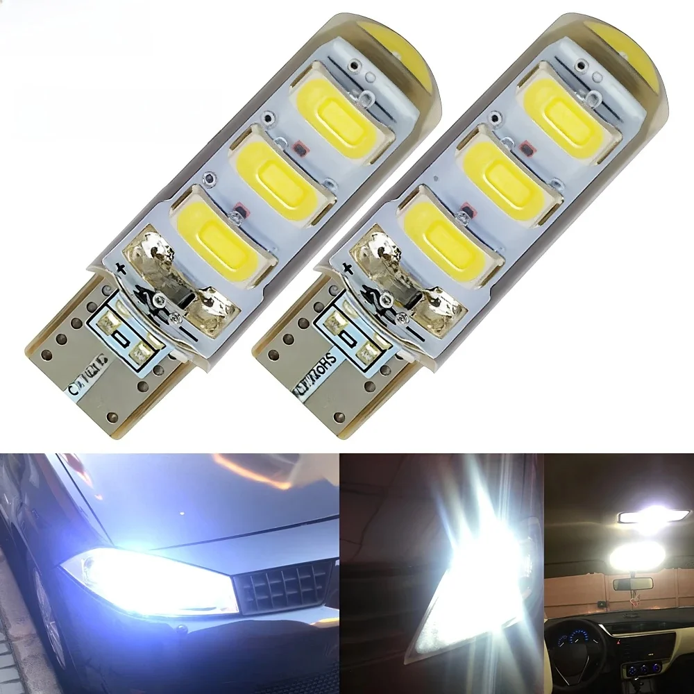 Cale de queue de marquage Cob en silicone automobile, LED de stationnement, antibrouillard, éclairage de tube d'ampoule de course, 2/10, T10, DC 12V, 194501, 6SMD, 5630
