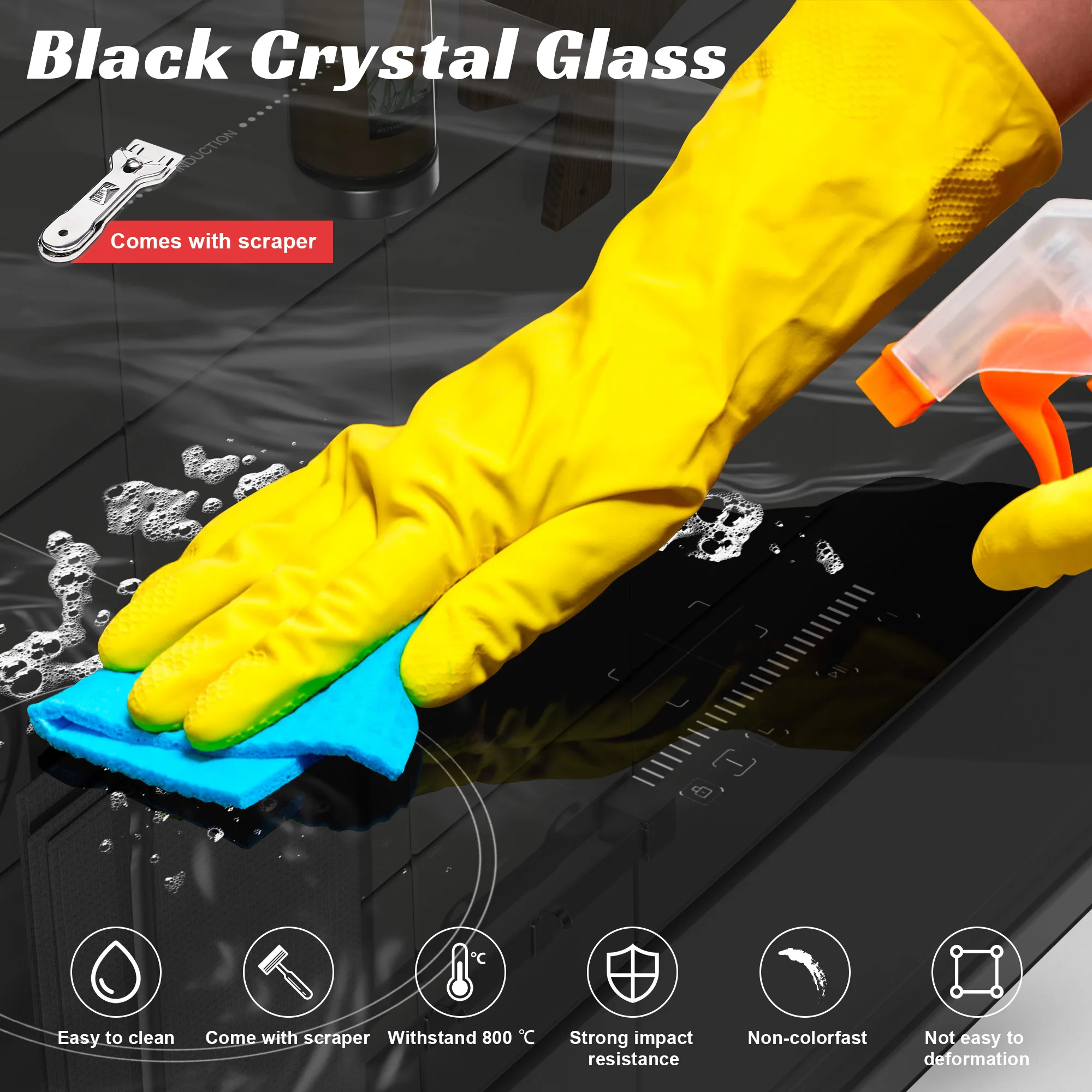 موقد كارينير مدمج بأربعة شعلة مع رخامي ، ومقبس ومنطقة مرنة ، وتحكم باللمس ، ومؤقت ، وقفل حثي آمن ، من من من من نوع Karinear #5