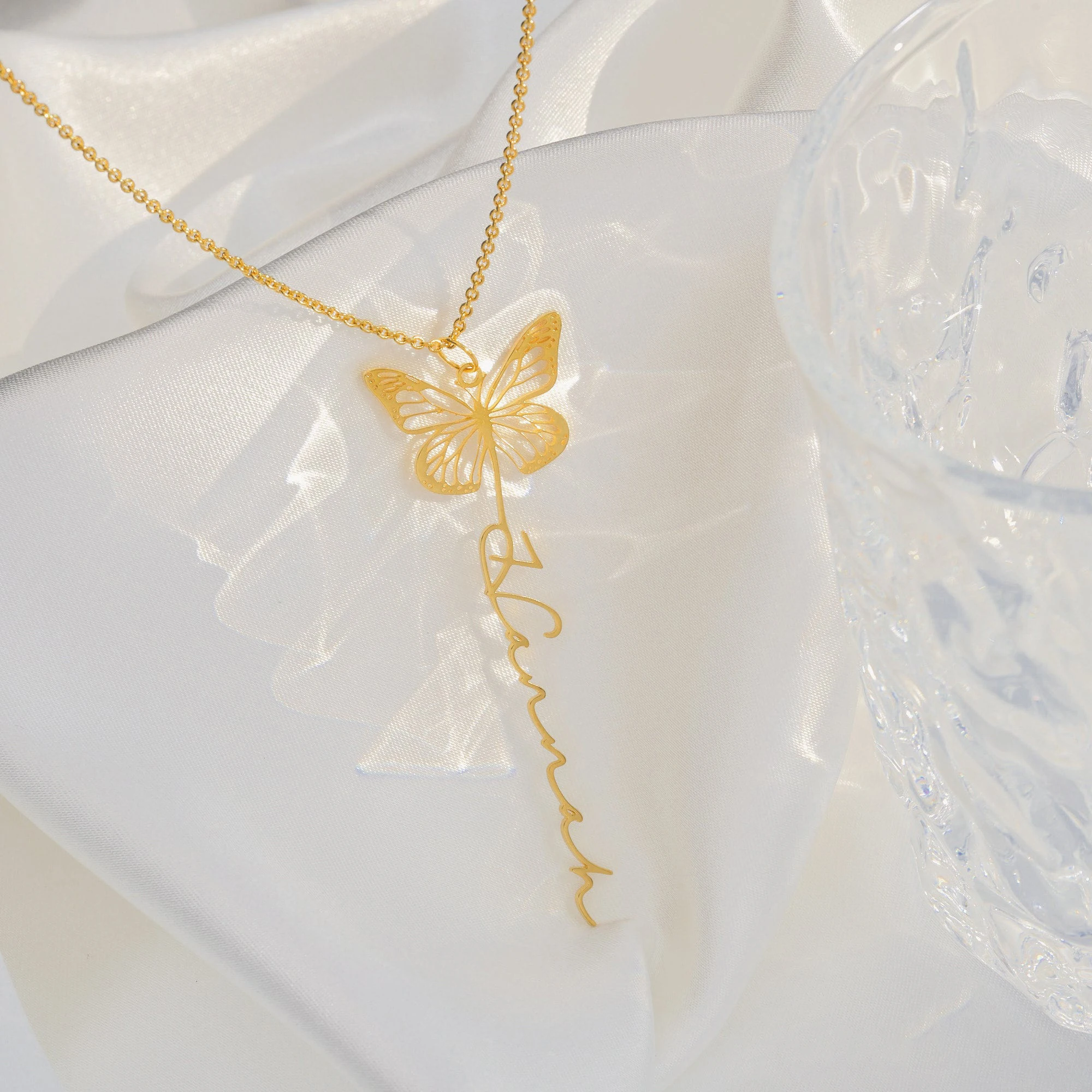 

Dainty Birth Butterfly Name Necklace Personalized Name Necklace Custom Gold Name Jewelry Birthday Gift for Her Mother's Gifts