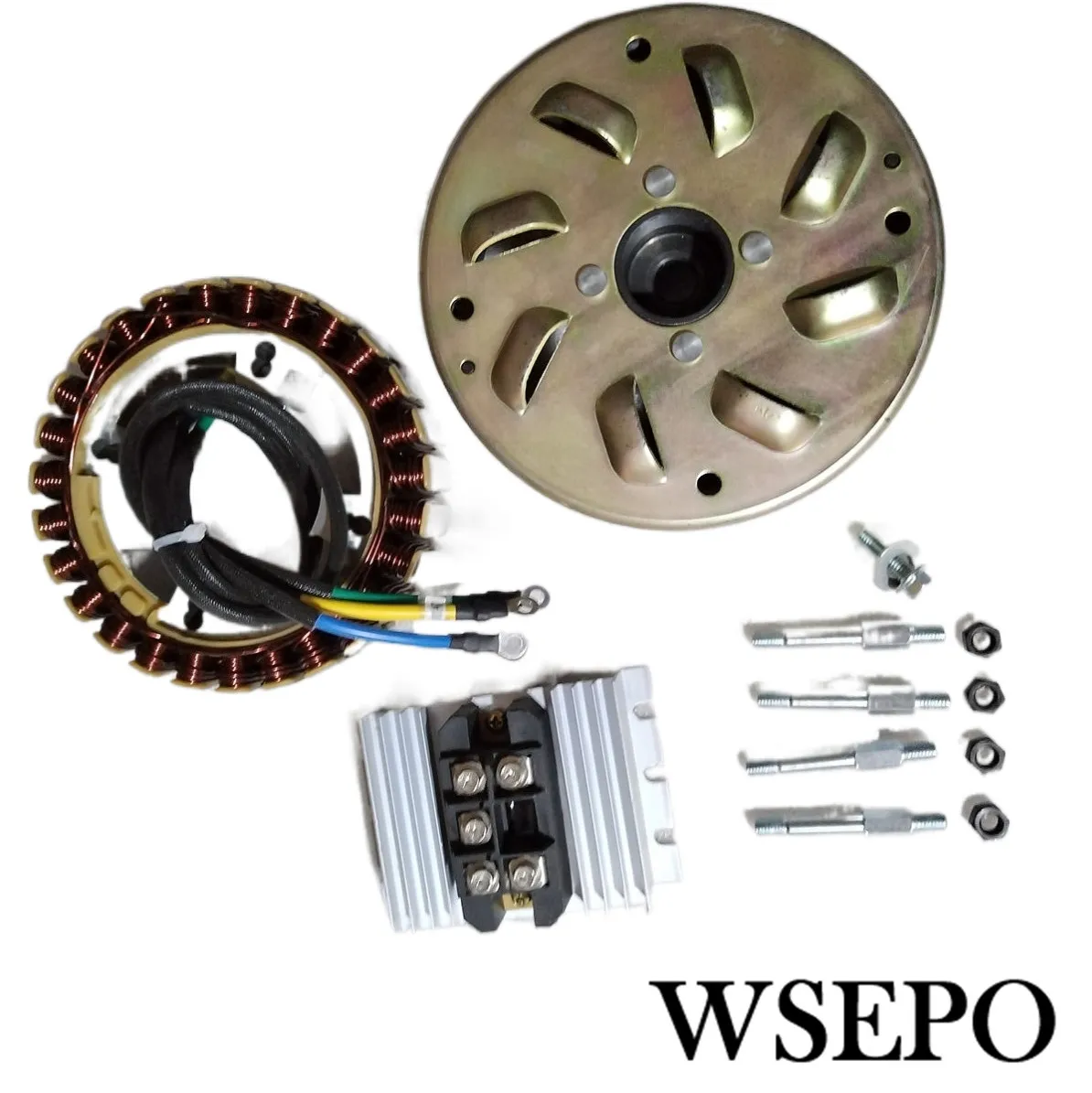 5000W 27 Pole (48V/60V/72V) Stator+Rotor+Rectifier+Bolts Kit for DC Generator Fits On 19mm Tapered 55mm Output Shaft