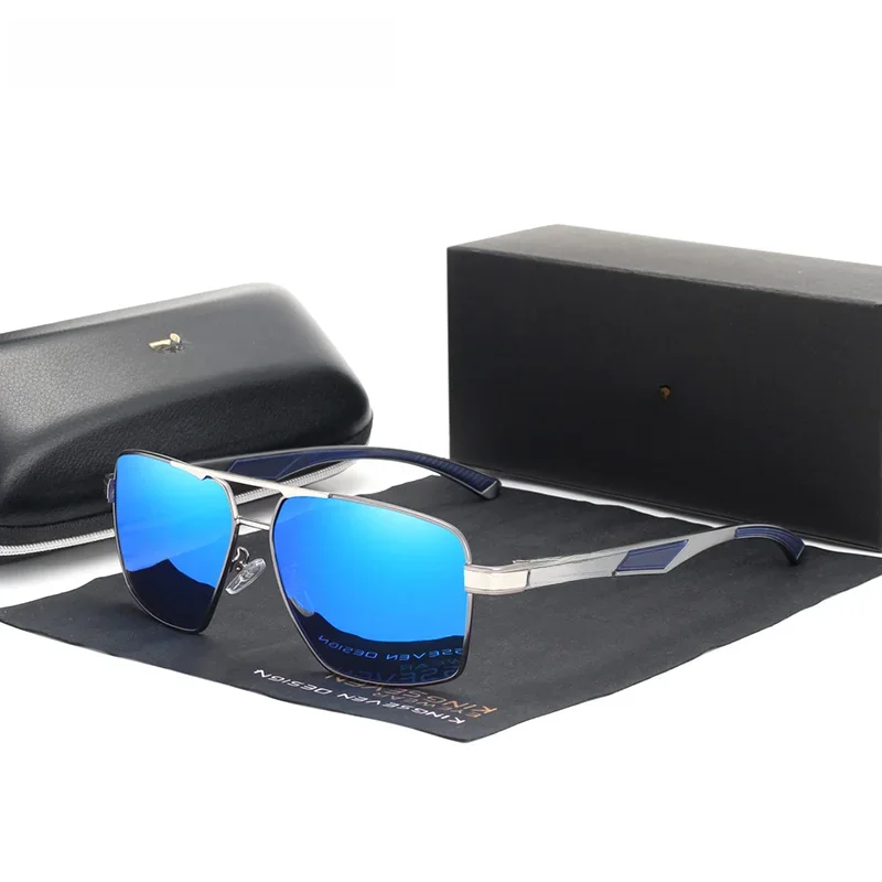 AliExpress KINGSEVEN Men's Polarized Sunglasses UV400 Polycarbonate Lens Brand Red Design Temples Eyewear Coating Mirror Aluminum Glasses