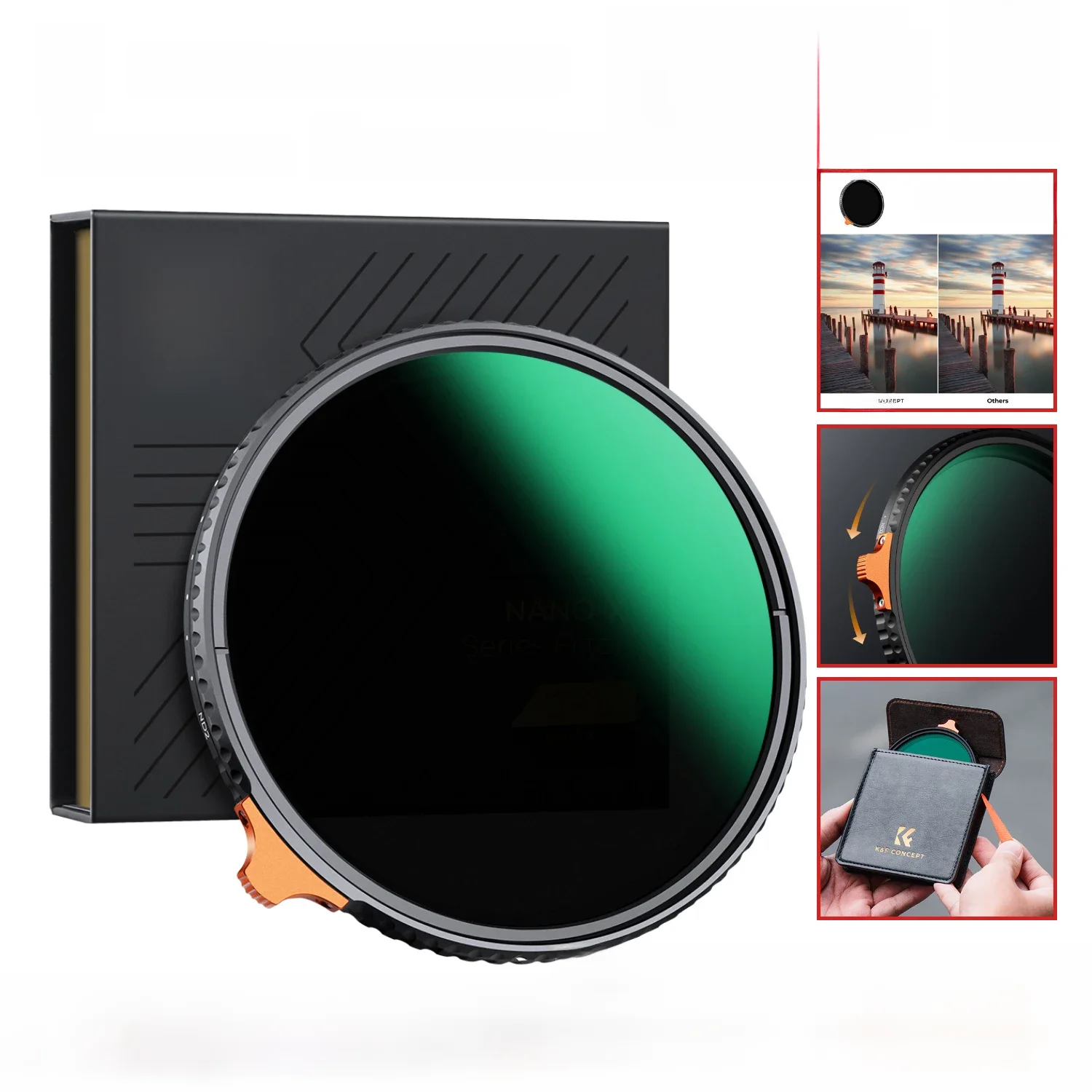 K&F CONCEPT Filtr ND2 do ND400, filtr ND HD, łatwa regulacja, zmienna gęstość neutralna, 49mm 52mm 58mm 62mm 67mm 77mm 82mm — zdjęcie produktu 7