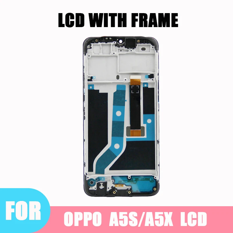 OPPO A5S CPH1909 AX5S CPH1920 LCD 디스플레이 터치 스크린 디지타이저 어셈블리 교체, 프레임 포함, 테스트 완료 6.2 인치