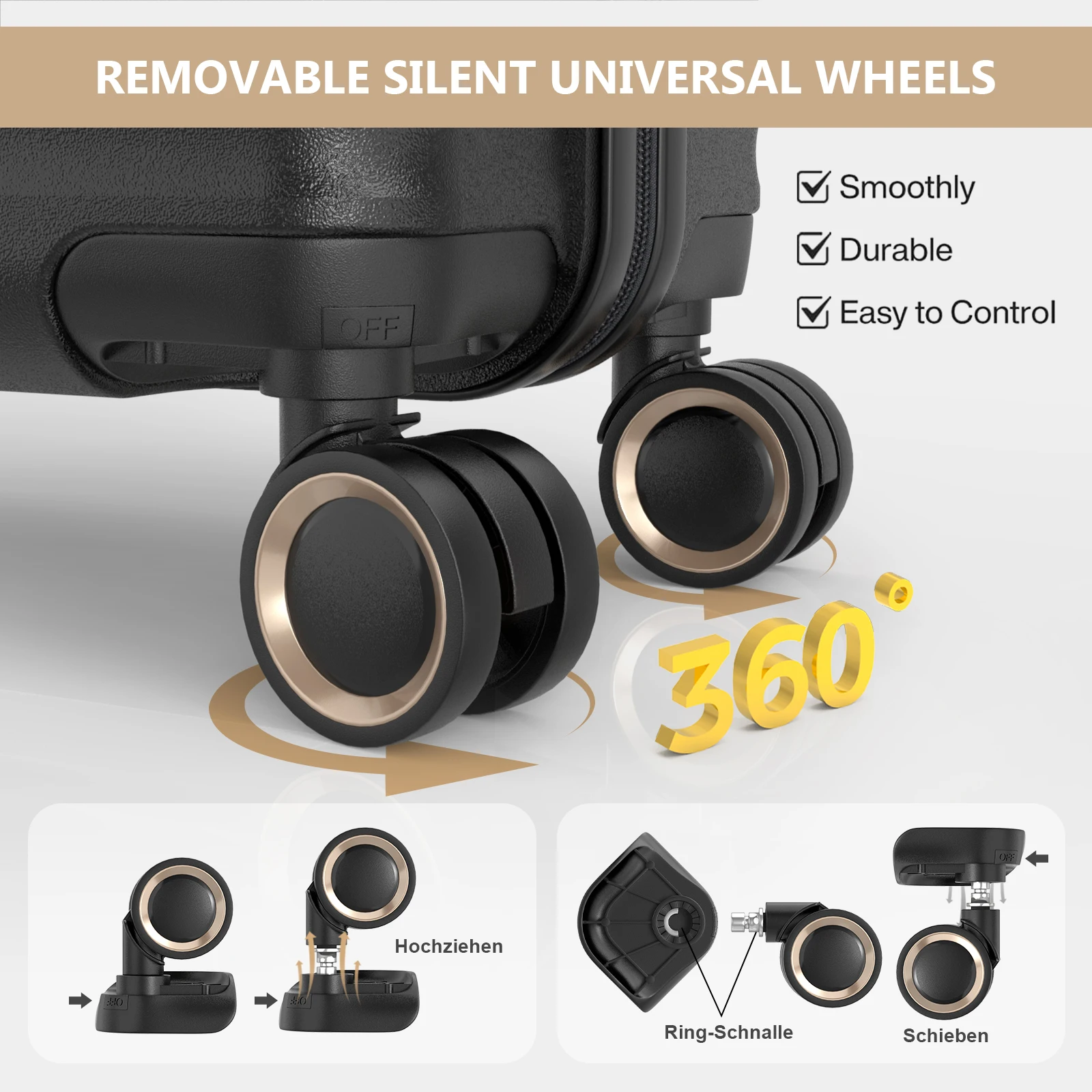 حقيبة حمل عصرية - على الأمتعة، حقيبة بعجلات ذات جوانب ناعمة مع مقصورات متعددة، عجلات انزلاقية ناعمة، مناسبة لمقصورة الطيران #4