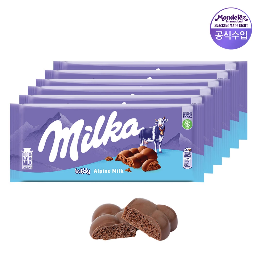 Milka chocolate 100g x 6 (Bubble)