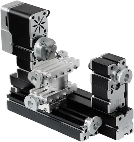 60W 12000RPM 4 Eksenli Mini Metal Torna Tezgahı 75mm Merkez Yüksekliği Tamamen Metal DIY Tezgah Üstü Torna Ahşap Yumuşak Metal Plastik için
