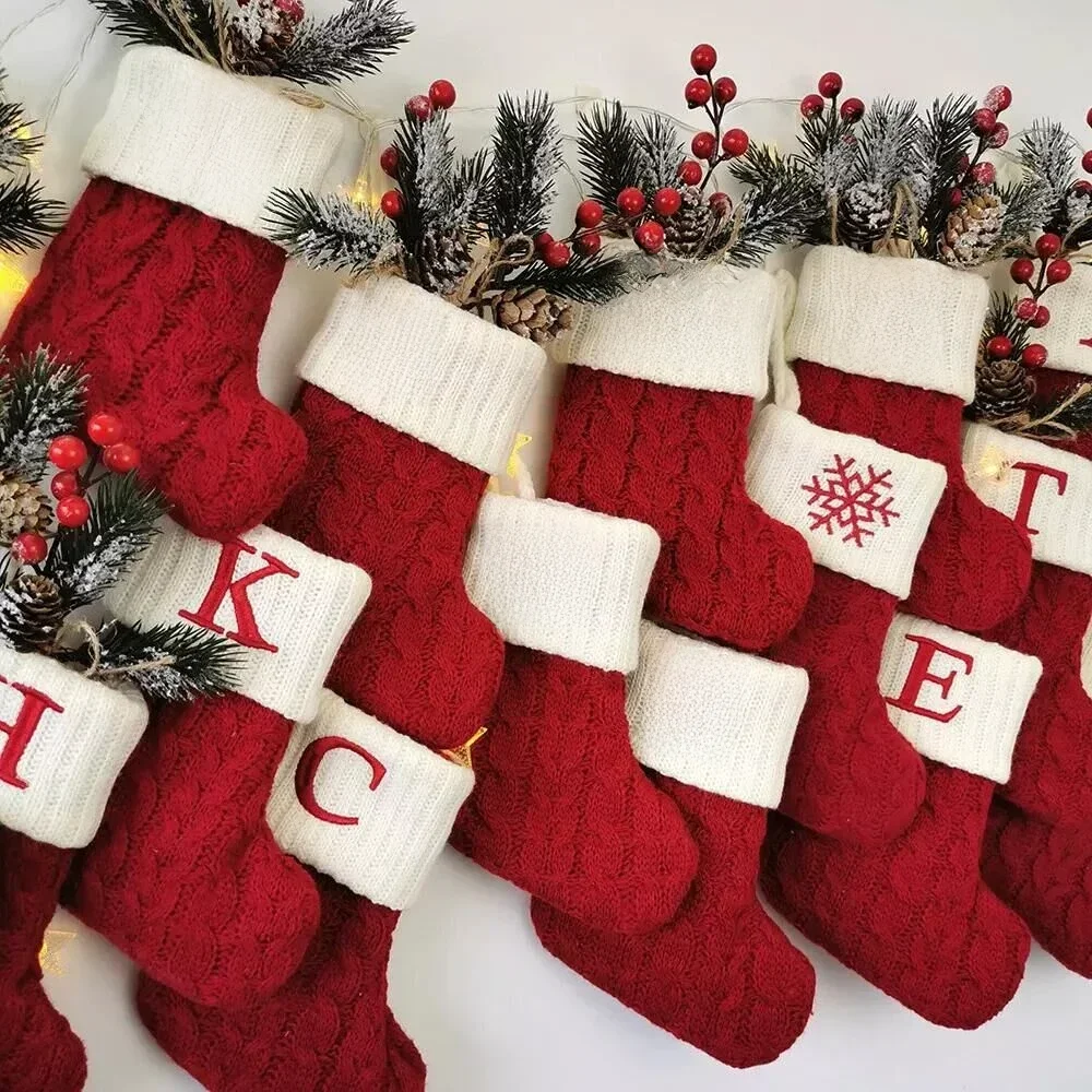 Weihnachts socken stricken Schneeflocke Brief Strumpf Weihnachts dekoration für zu Hause Weihnachts