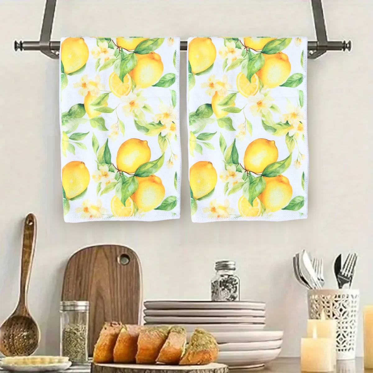 Summer Fruit Dish Towels Lemon Strawberry Dishcloths Eco Friendly Fruit Print Absorbent Dish Towels Home Cleaning Kitchen Suppli