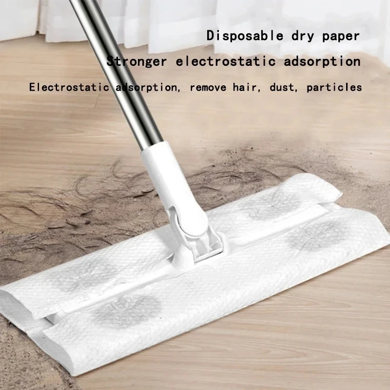 Disposable Flat Mops with Replace Mop Cloth Cleaning Mop Static for Floor Wall Cleaning Practical Household Cleaning Tools