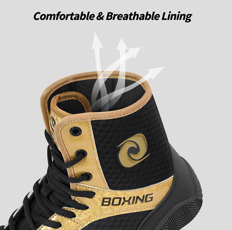 Fitness-Boxschuhe für Herren, Ringerschuhe, atmungsaktive, rutschfeste Sohle, knöchelhohe Schuhe für Sanda-Kampftraining. – Detail 4
