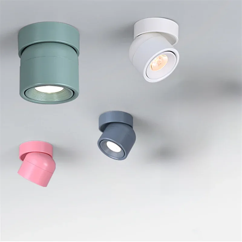 360 °   Obrotowe i składane oprawy LED typu downlight, ściemnialne, 7W 10W 12W 15W 20W, natynkowe lampy sufitowe, reflektory COB, AC85V-260V, CRI 98 — Zdjęcie 2 z 2