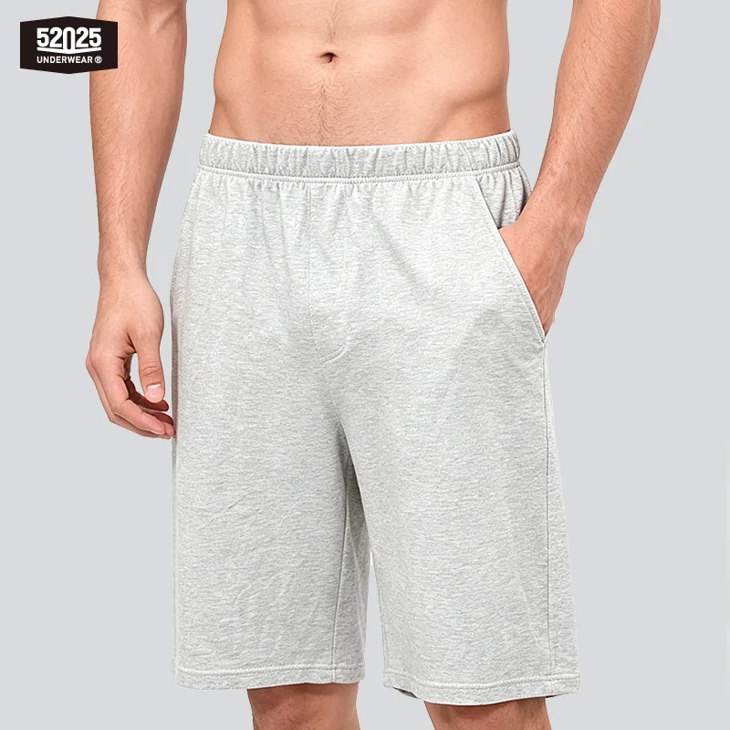 52025 Men's 100% Cotton Pajama Shorts – Relaxed Fit Lounge Shorts with Side Pockets and Breathable All-Day Comfort